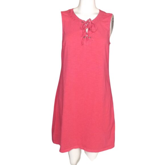 TOMMY BAHAMA Jersey Dress, S, Bright Pink, Lace Up Neck, Sleeveless, Summer - Picture 8 of 10
